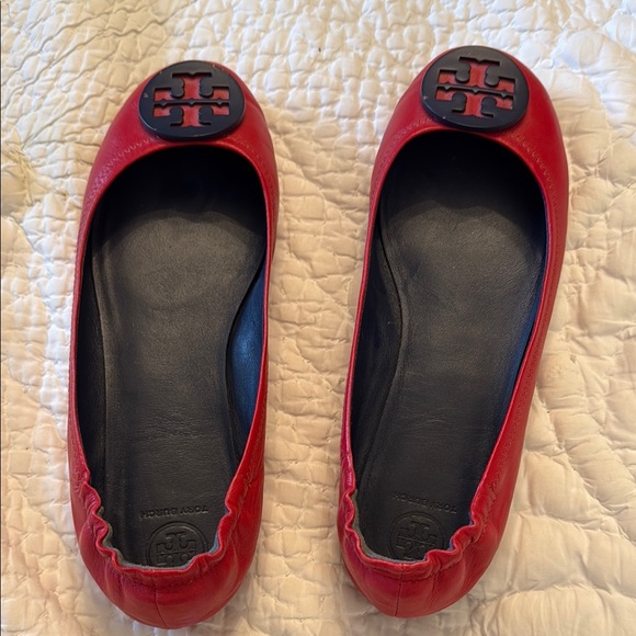Tory Burch Shoes - Tory Burch Red and Black Flats with Logo